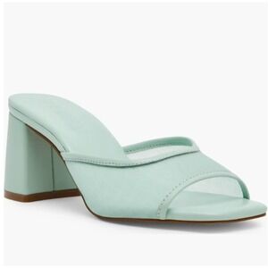 Steve Madden Size 7 Mint Green Mesh Madame Block Heel Mules Slide Sandal Women's